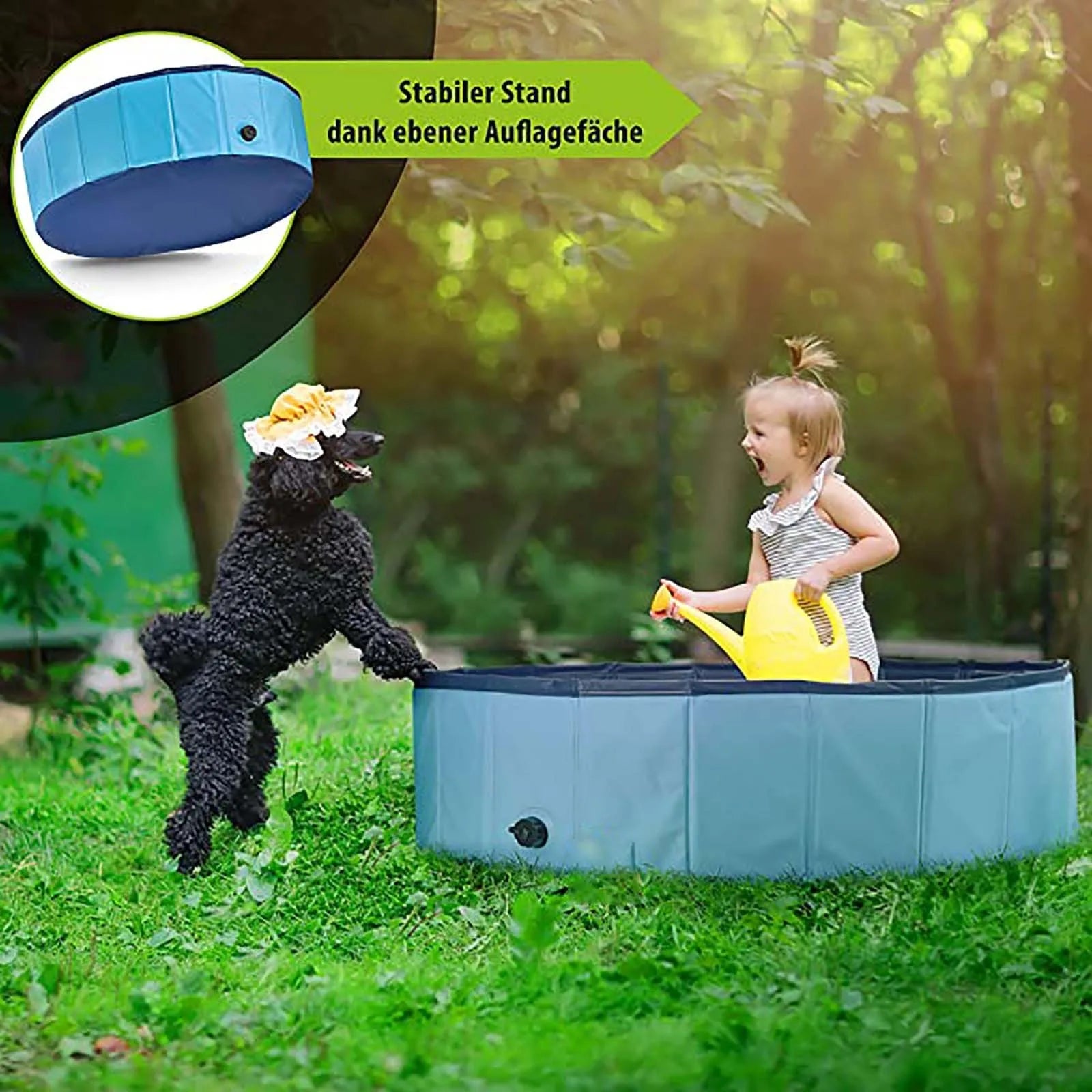 Foldable Pet Bath Tub for Dogs & Cats – Portable Washing Pool with Drain Plug for Indoor/Outdoor Use
