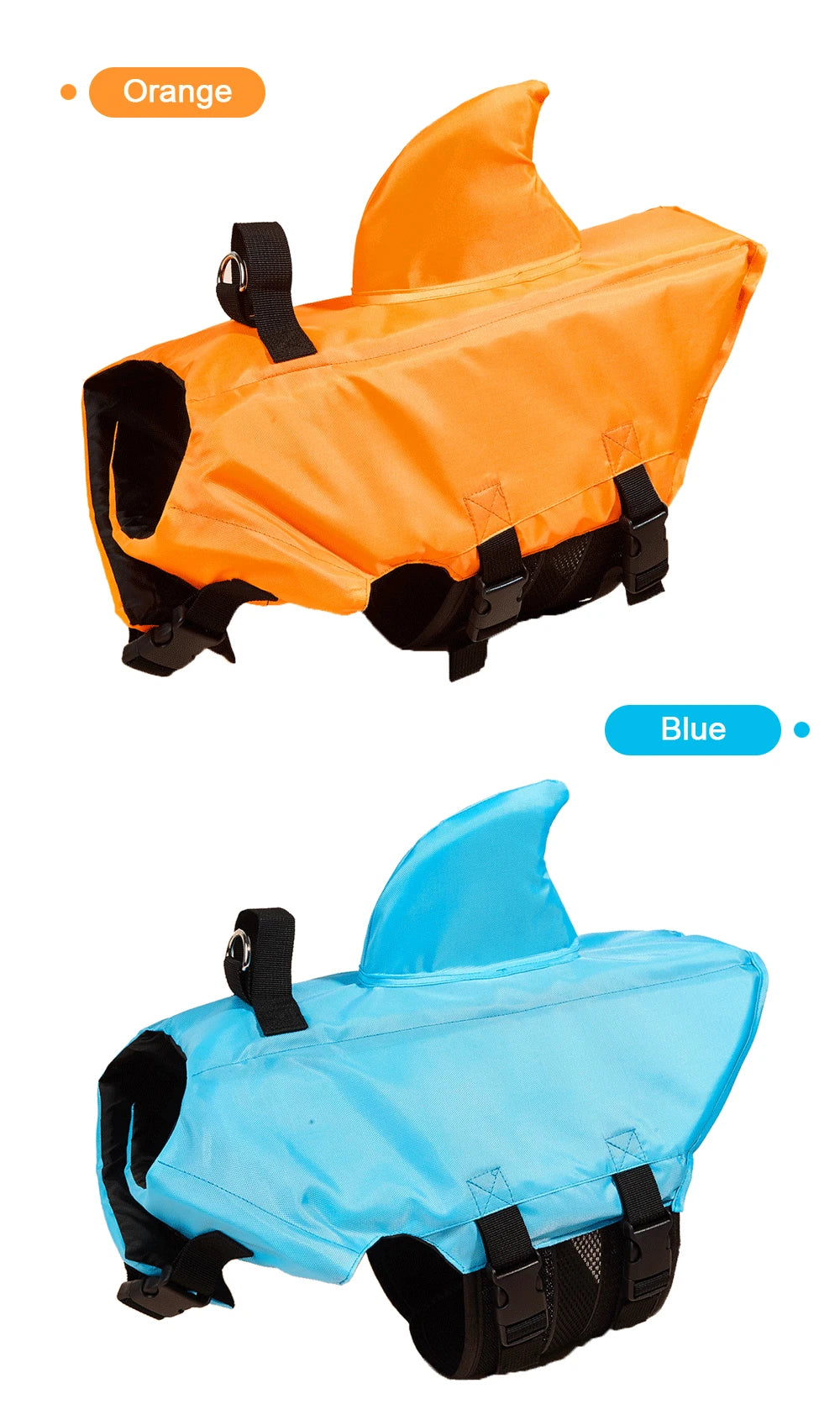Shark Dog Life Jacket – Enhanced Buoyancy Safety Vest with Handle for Small, Medium & Large Dogs