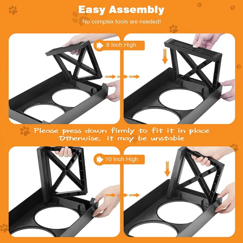 Double Elevated Dog Bowl Stand – 3 Heights Adjustable Slow Feeder for Medium & Large Dogs