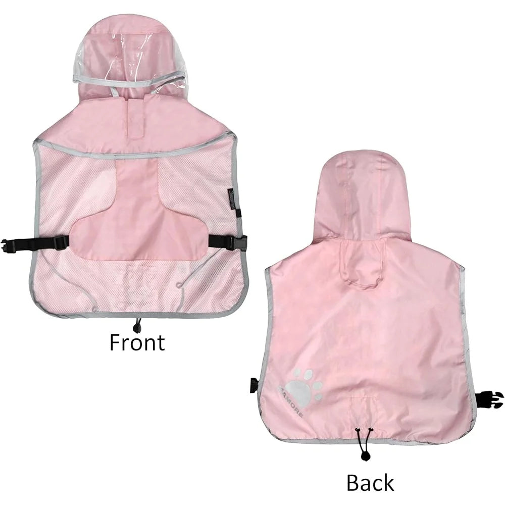 Breathable Waterproof Dog Raincoat – Adjustable Hooded Poncho with Leash Hole & Reflective Strips | For Small, Medium & Large Dogs