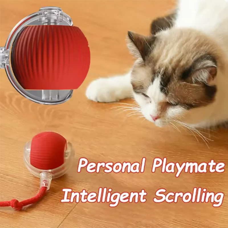 Rechargeable Cat Interactive Ball Toy – Automatic Rolling Ball with Tail for Smart Play