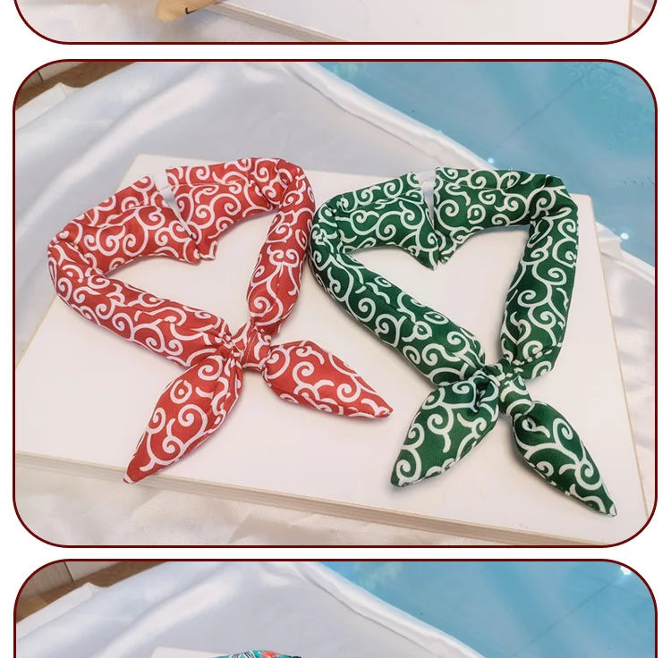 Japanese Farmhouse Style Dog Bandana – Soft Cotton Pet Scarf with Bow Accent for Akita, Shiba & More