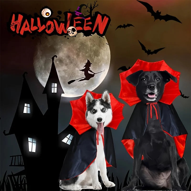 Halloween Vampire Cape – Adjustable Pet Costume for Dogs & Cats