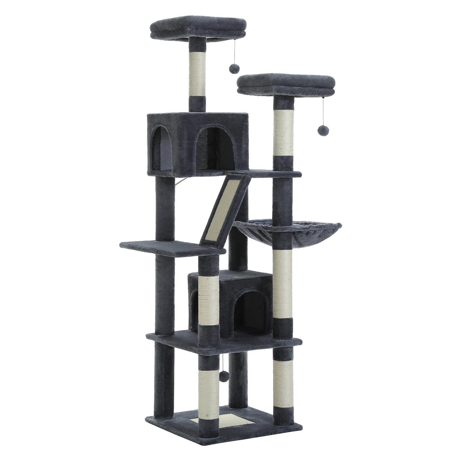Large Multi-Level Cat Tree Tower – Tall Plush Indoor Cat Condo with Scratching Posts, Perches, Caves & Boards