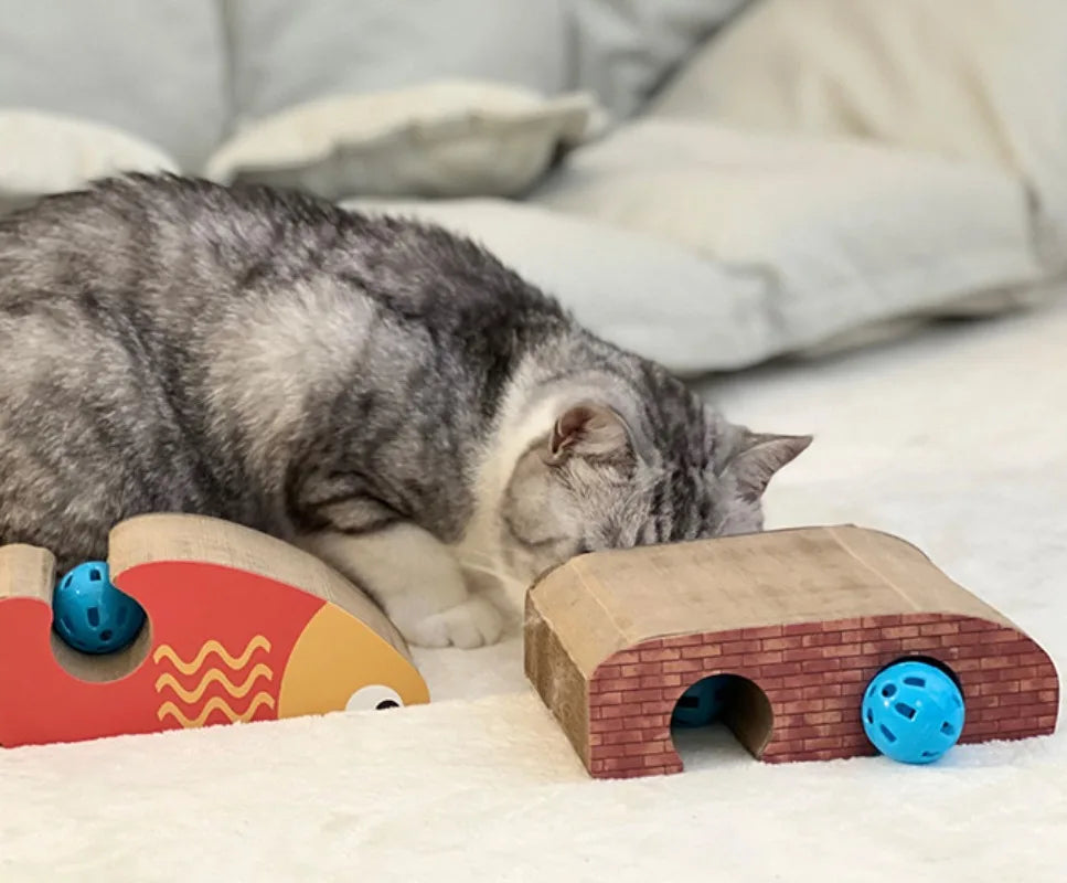 Cat Scratch Board Toy with Bell – Foldable Accordion Cardboard Climbing Frame & Ball | Recyclable Interactive Toy for Kittens & Cats