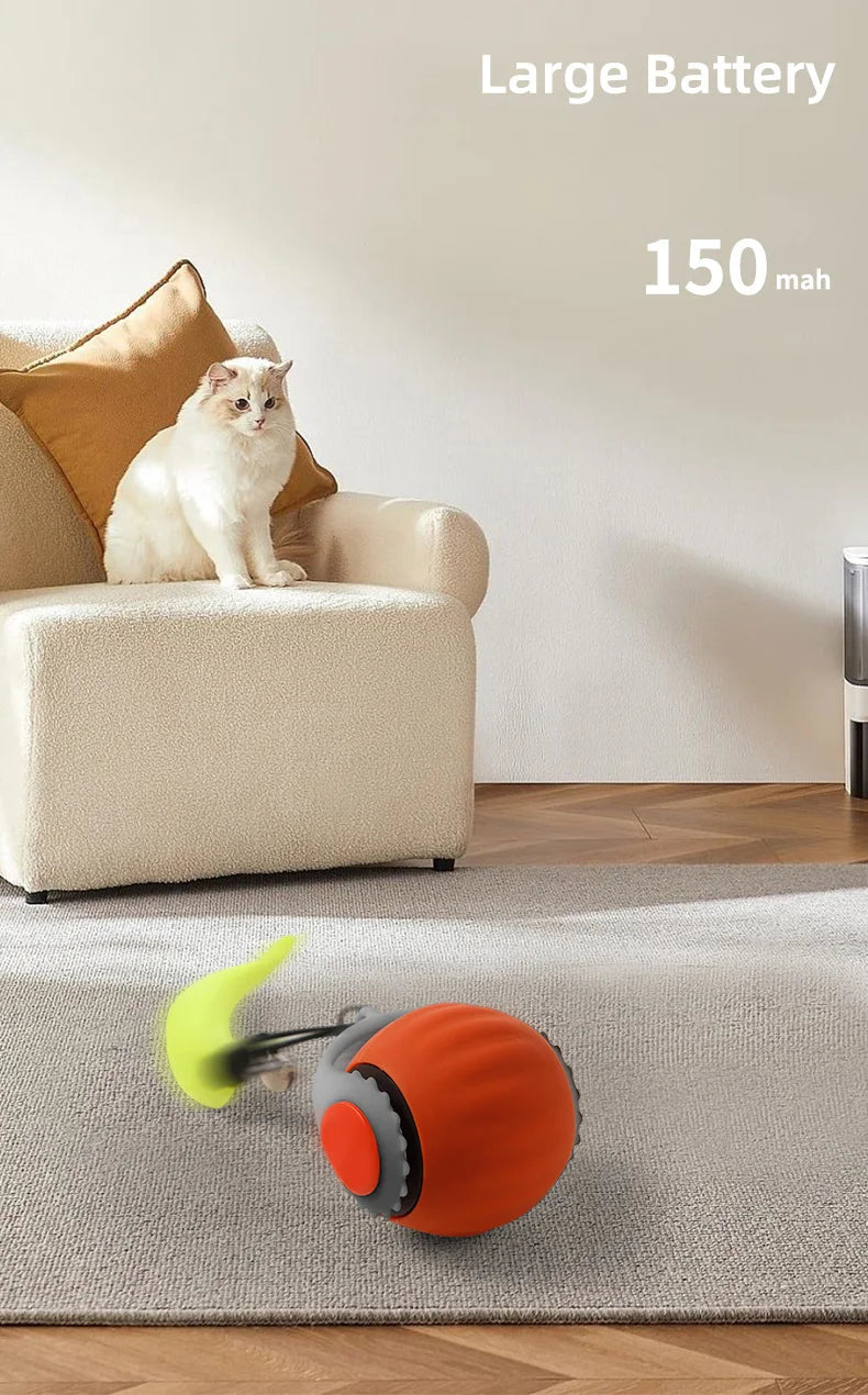 Rechargeable Automatic Cat Ball Toy – Smart Rolling Ball with Faux Tail for Interactive Play