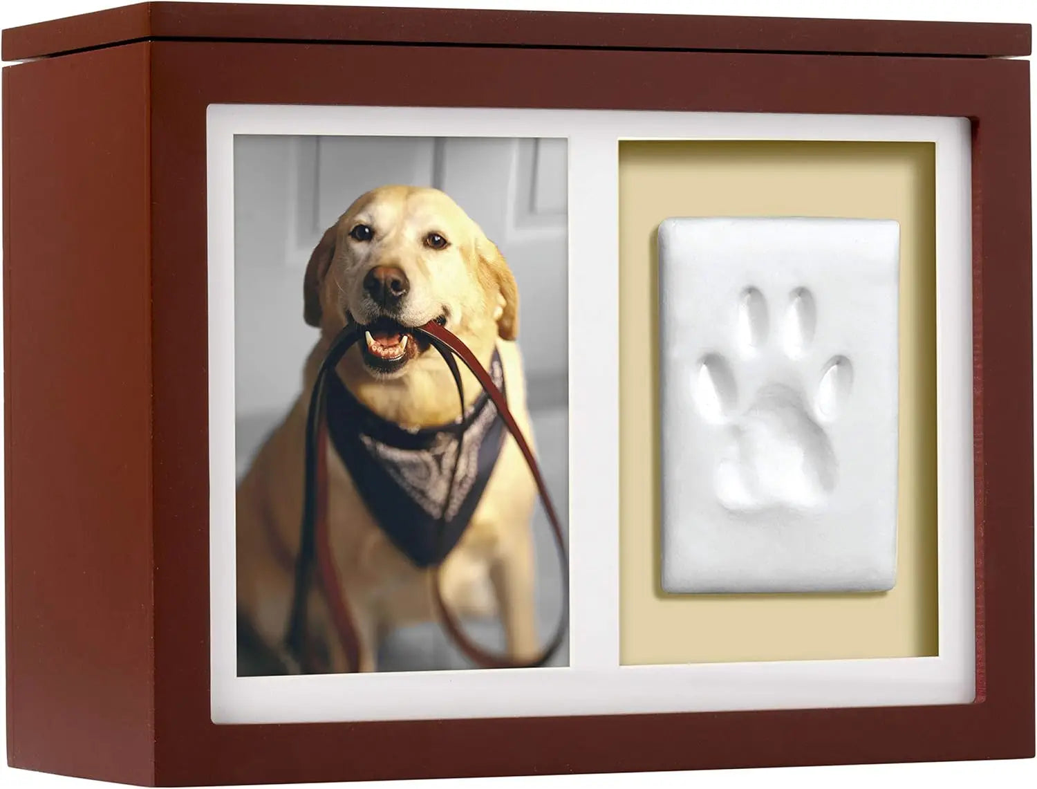 Pet Memorial Box & Paw Print Kit – Keepsake Urn with Clay for Ashes, Collar & Toys (Black)