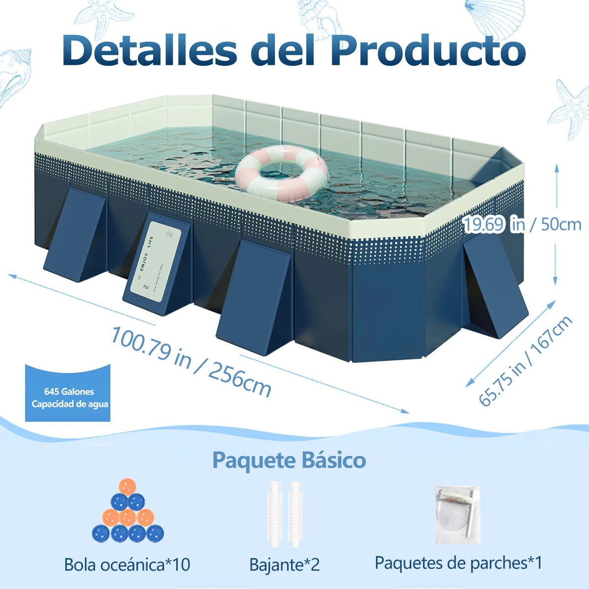 2.6m / 3m Foldable Outdoor Swimming Pool – Non-Inflatable Hard Plastic Pool for Kids, Adults & Dogs