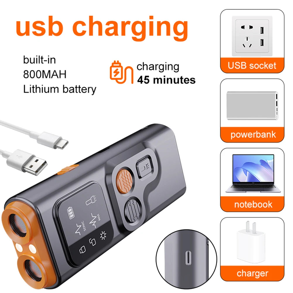 Ultrasonic Dog Bark Control Device – Rechargeable with LED Flashlight