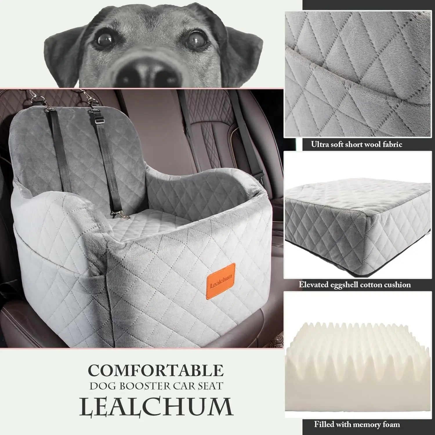 Dog Booster Car Seat for Small/Medium Dogs – Ultra Soft Fabric Car Seat with Elevated Cushion for Comfortable & Secure Travel