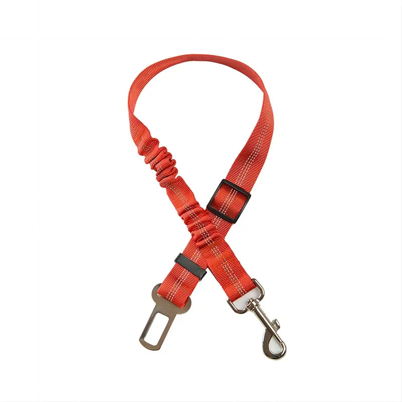 Adjustable Reflective Dog Car Seat Belt – Elastic Nylon Safety Lead for Small & Large Dogs
