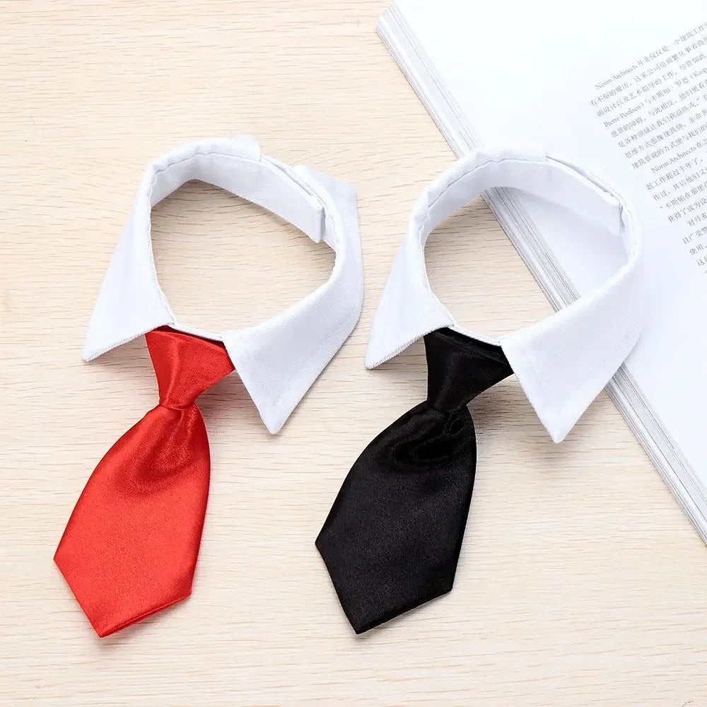 Formal Pet Tuxedo Necktie – Black & Red Bow Tie Collar for Dogs and Cats