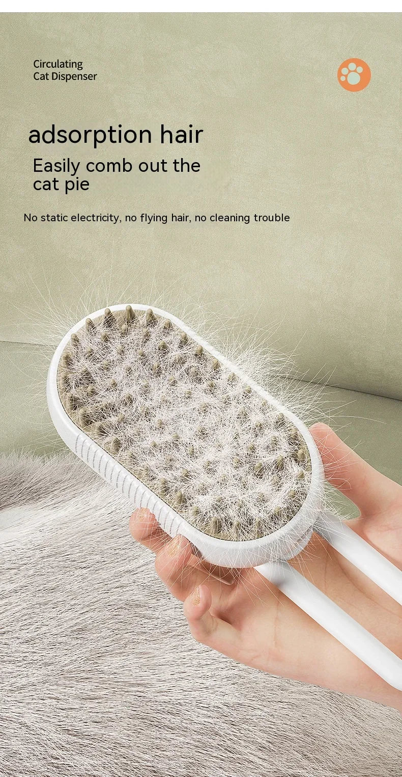 3-in-1 Pet Steam Brush – Electric Grooming Comb with Spray & Massage for Cats and Dogs