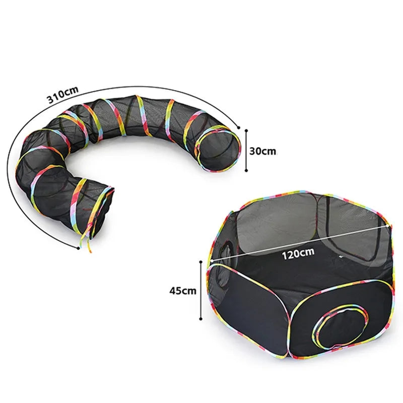Portable Foldable Cat Tunnel & Tent Set – Large Play Space for Cats, Rabbits, Guinea Pigs & Small Pets