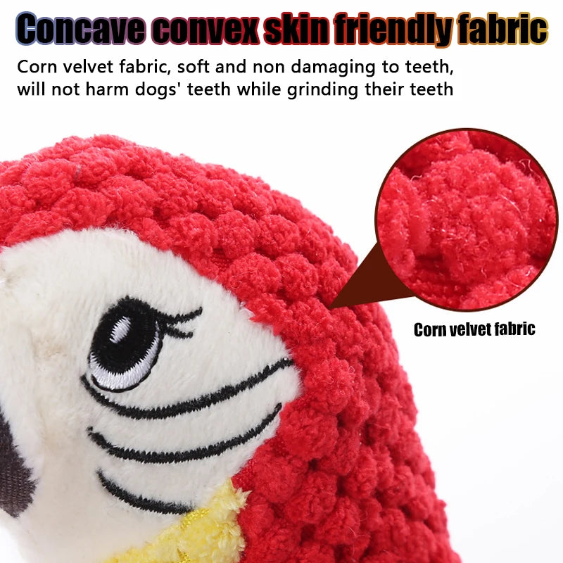 Indestructible Plush Parrot Dog Toy – Squeaky Stuffing-Free Durable Toy for Small & Large Dogs