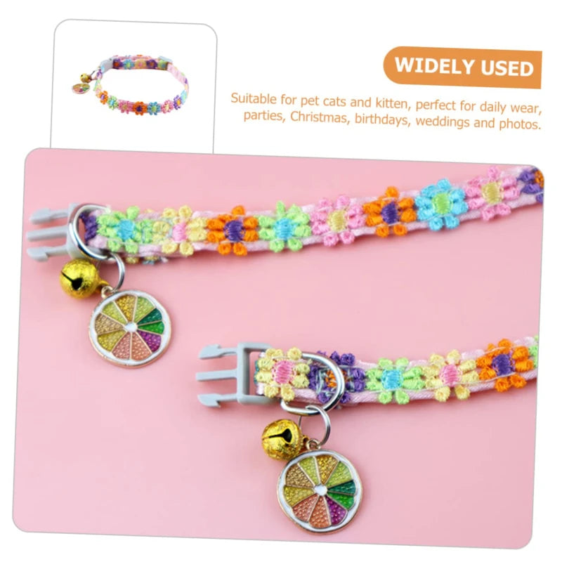 Adjustable Pet Collar with Bell – Colorful Cartoon Footprint Design for Puppies, Dogs & Cats
