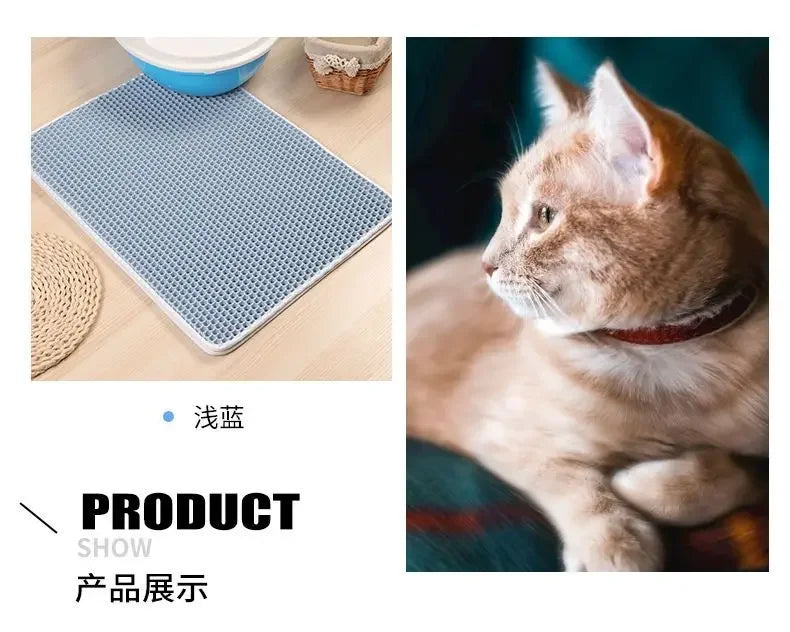 Double-Layer Waterproof Cat Litter Mat – Non-Slip, Washable Trap Pad with Bonus Gift