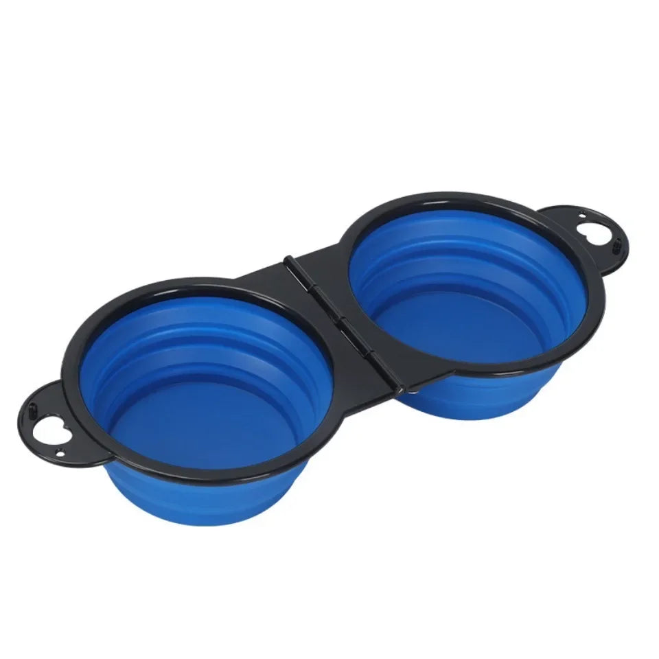 2-in-1 Foldable Dual Pet Bowl – Portable Travel Food & Water Feeder for Dogs & Cats