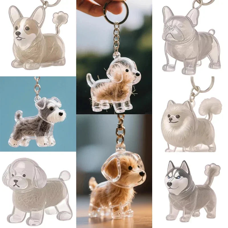 Dog Hair Storage Pendant Keychain – Cute Keepsake Souvenir for Pet Lovers, Bag Charm & Car Keychain Gift