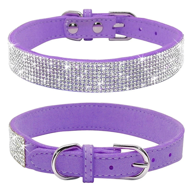 Crystal Glitter Rhinestone Dog Collar – Sparkling Pet Collar with Zinc Alloy Buckle for Small & Medium Dogs and Cats