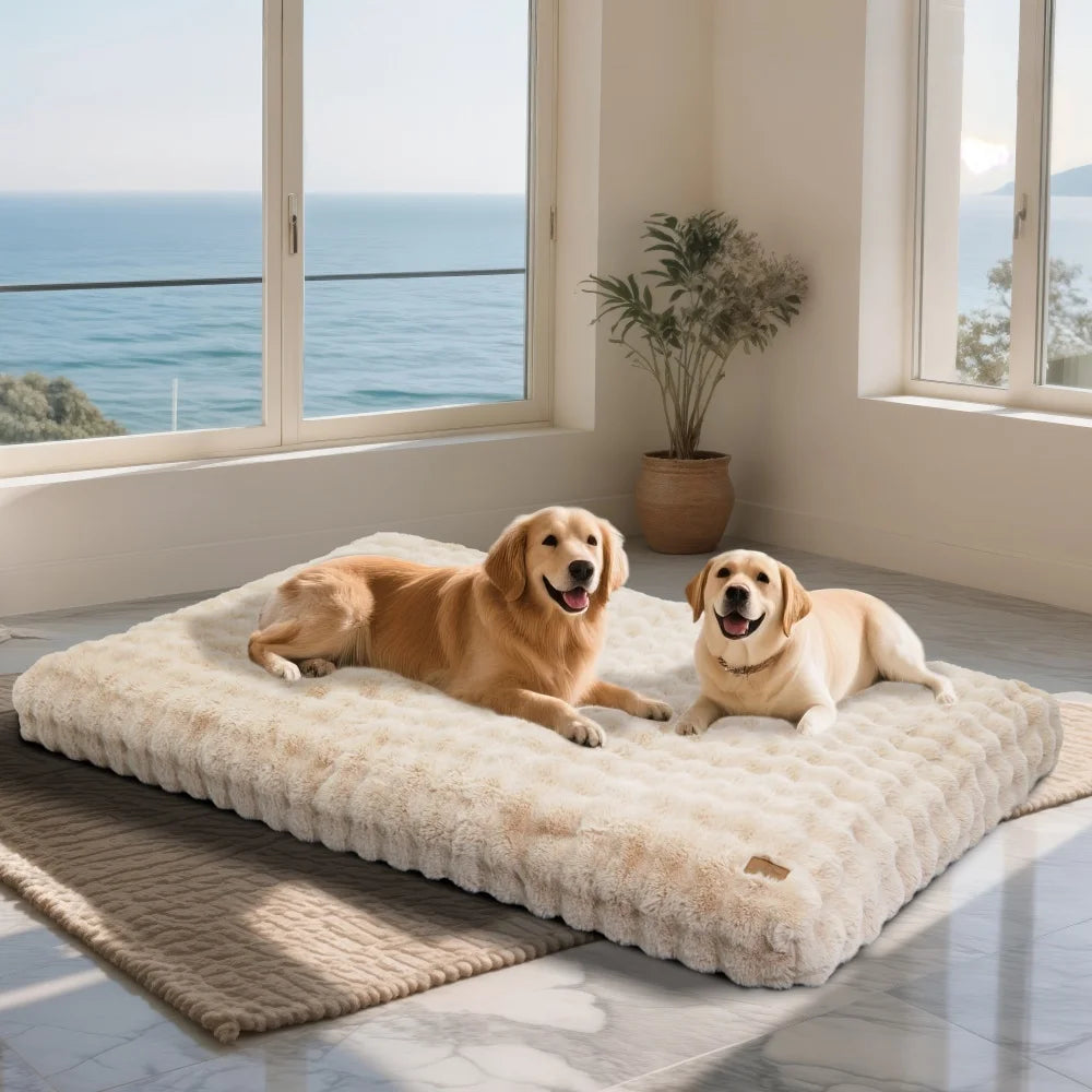Ultra Plush Dog Bed – Soft Washable Pet Cushion Mattress for Large Dogs & Puppies