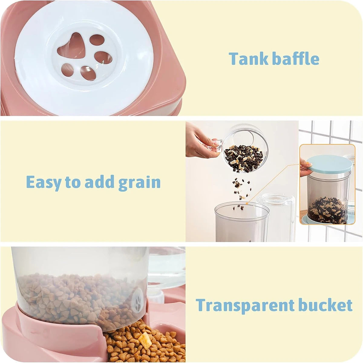 Automatic Cat Feeder & Water Dispenser – 2-in-1 Gravity Pet Food and Waterer with Tilted Bowl Design