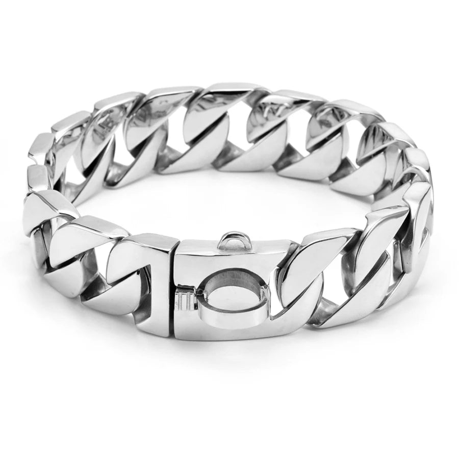 Heavy-Duty Stainless Steel Dog Collar – Adjustable Chain Collar for Large Breeds (Bully, Doberman, Pitbull, Bulldog)