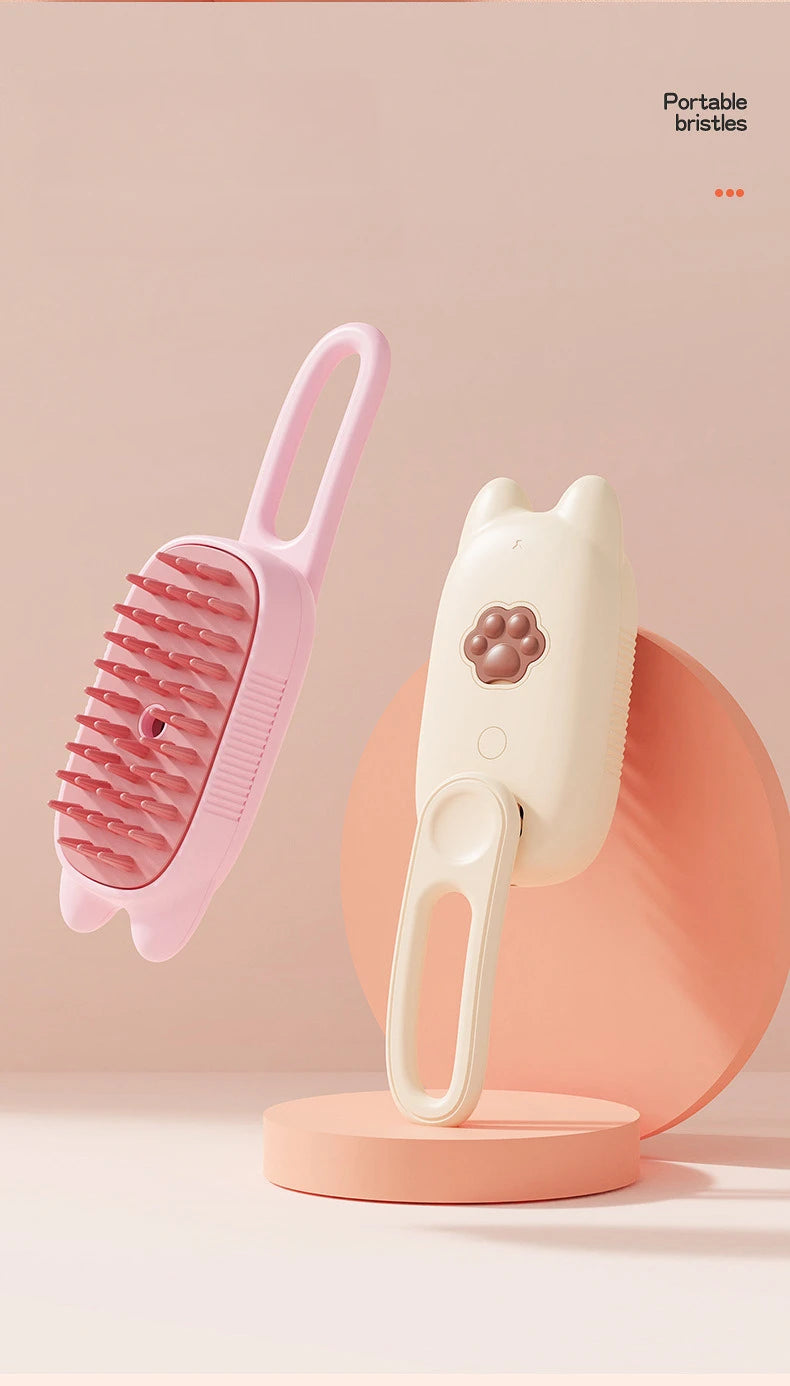 3-in-1 Pet Steam Brush – Electric Grooming Comb with Spray & Massage for Cats and Dogs