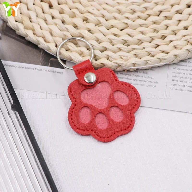 Leather Pet Hair Keepsake Keychain – Handmade Memorial Paw Charm for Dog & Cat Remembrance