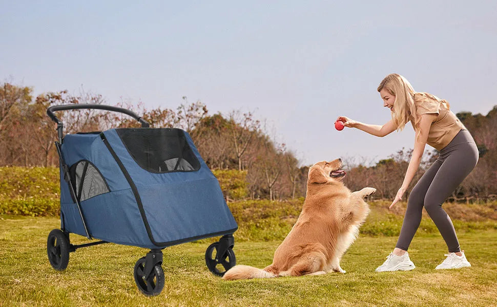 Wedyvko 4-Wheel Pet Stroller – Medium & Large Dog/Cat Jogger Travel Stroller for Outdoor Use