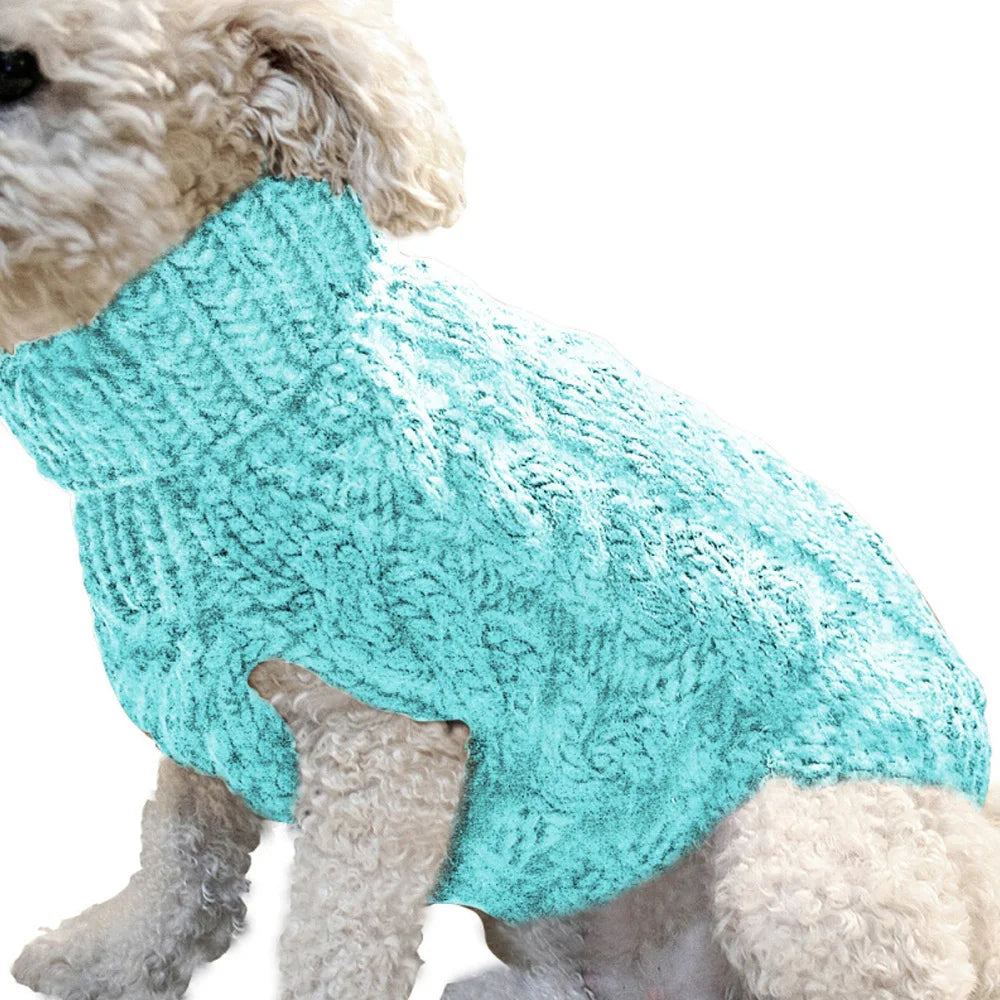 Shortened Title Knitted Dog Sweater – Autumn/Winter Solid Twist Pattern Warm Pet Clothing