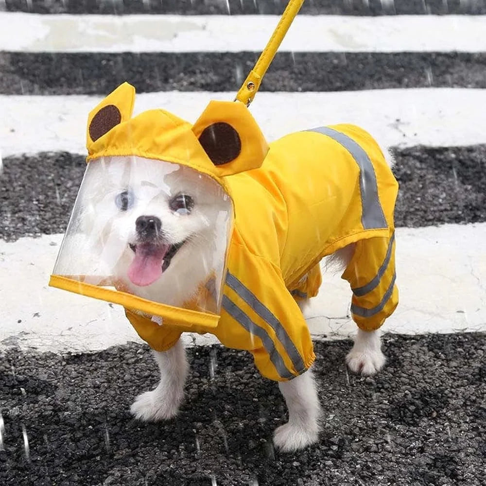 Waterproof Reflective Dog Rain Jacket Poncho with Leash Hole – Medium Dogs