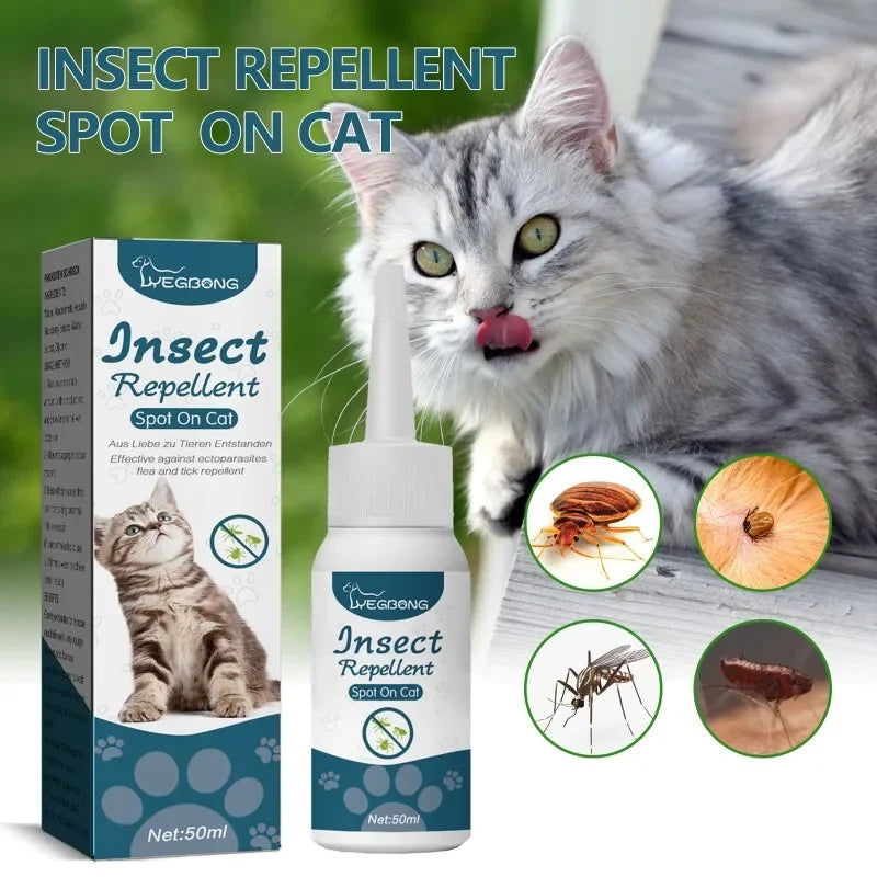 50ml Pet Anti-Flea and Tick Agent – External Deworming Solution for Cats and Dogs