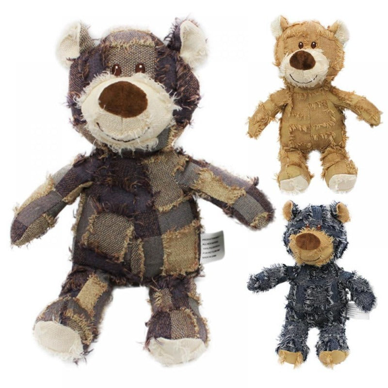 Teddy Bear Plush Dog Toy – Squeaky Interactive Chew Toy for Cleaning Teeth & Stress Relief