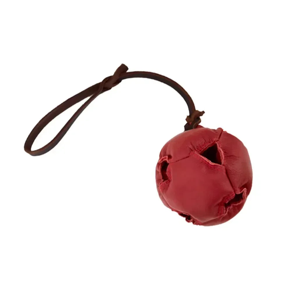 Leather Dog Training Ball – Tug & Bite Toy with Handle