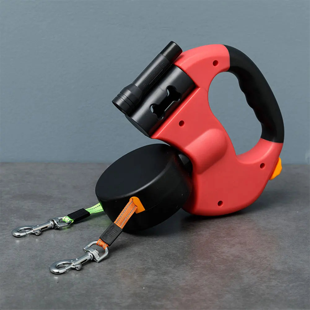 Double Headed Dog Leash – 360° Swivel Dual Pet Walking Leash with LED Light