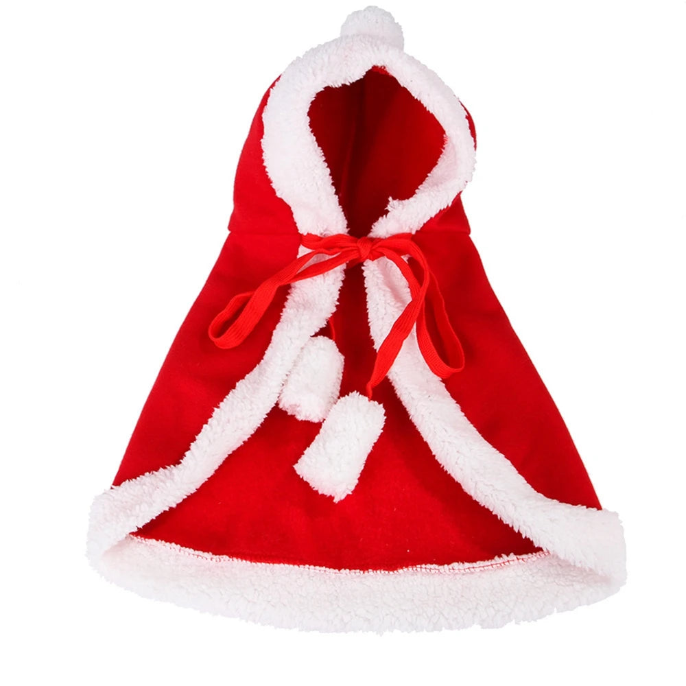 Christmas Pet Cloak – Santa & Elk Cosplay Hoodie Costume for Cats & Small Dogs