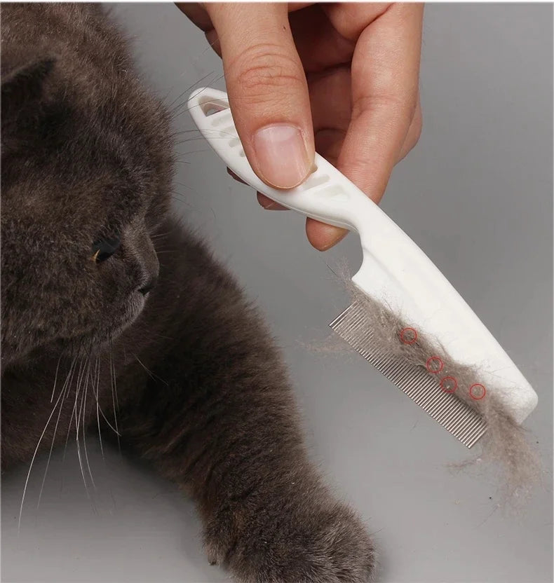 Pet Flea & Tick Remover Comb – Stainless Steel Grooming Brush for Dogs & Cats | Lice Repellent & Hair Cleaner Tool