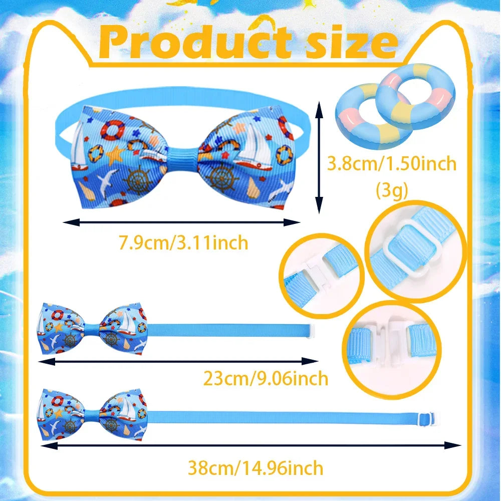 20PCS Summer Dog Bow Tie Set – Handmade Adjustable Collar Accessories for Dogs & Cats | Pet Grooming & Fashion Supply