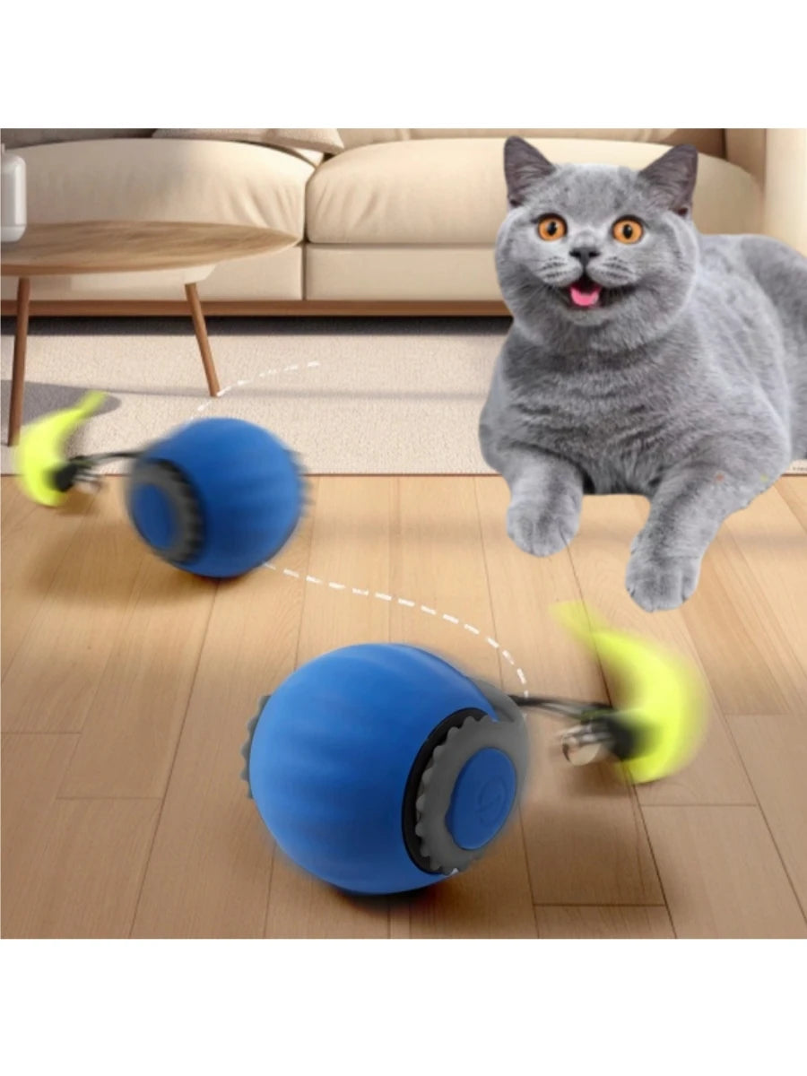 Rechargeable Automatic Cat Ball Toy – Smart Rolling Ball with Faux Tail for Interactive Play