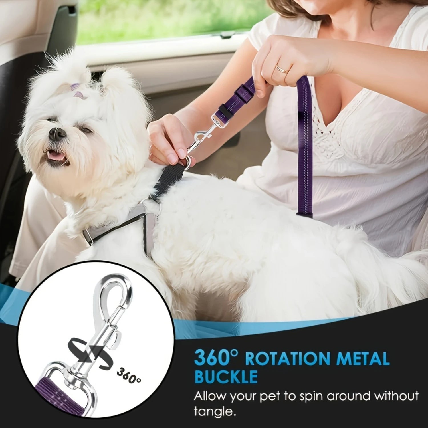 Dog Car Safety Harness Set – Adjustable Breathable Vest with Vehicle Seatbelt Connector for Travel Protection