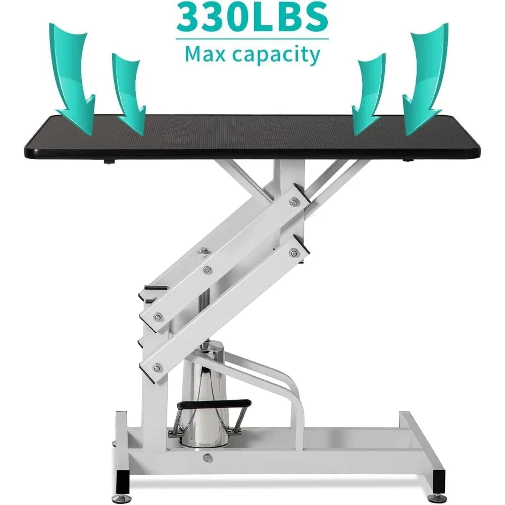 Hydraulic Dog Grooming Table – Heavy Duty Adjustable Table for Large Dogs (330 lbs Capacity)