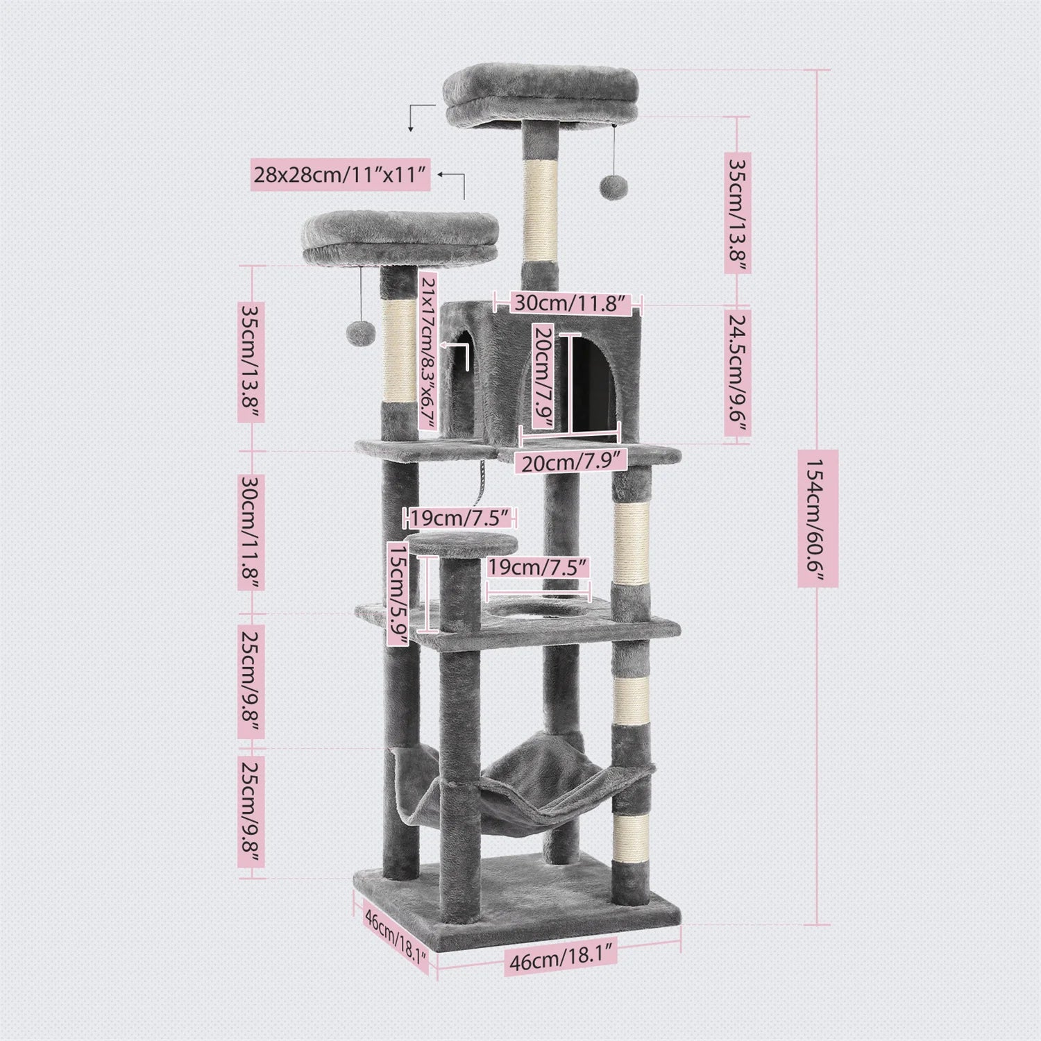 Large Multi-Level Cat Tree Tower – Tall Plush Indoor Cat Condo with Scratching Posts, Perches, Caves & Boards