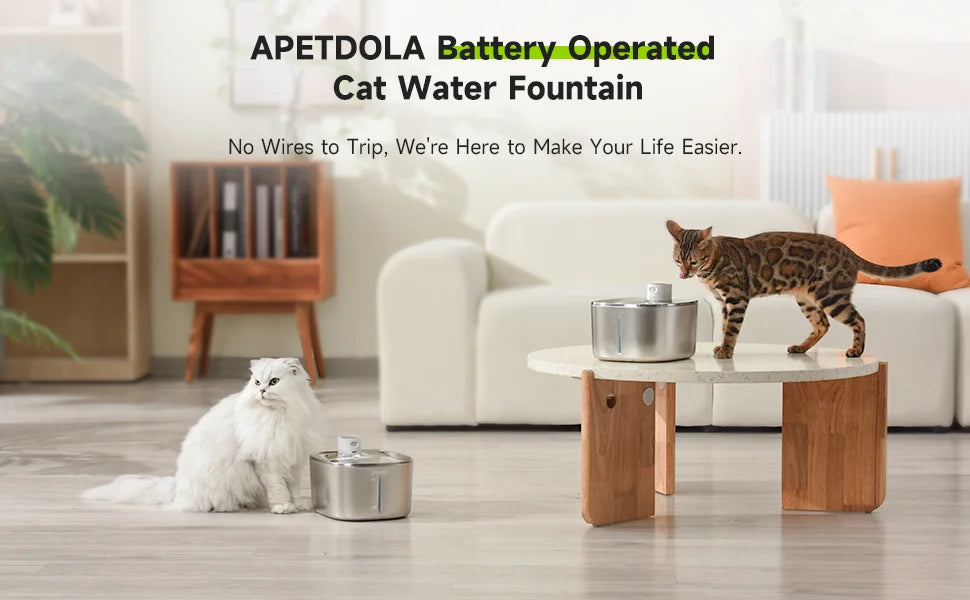 APETDOLA 4L Wireless Cat Water Fountain – Auto Sensor Pet Water Dispenser for Cats & Dogs