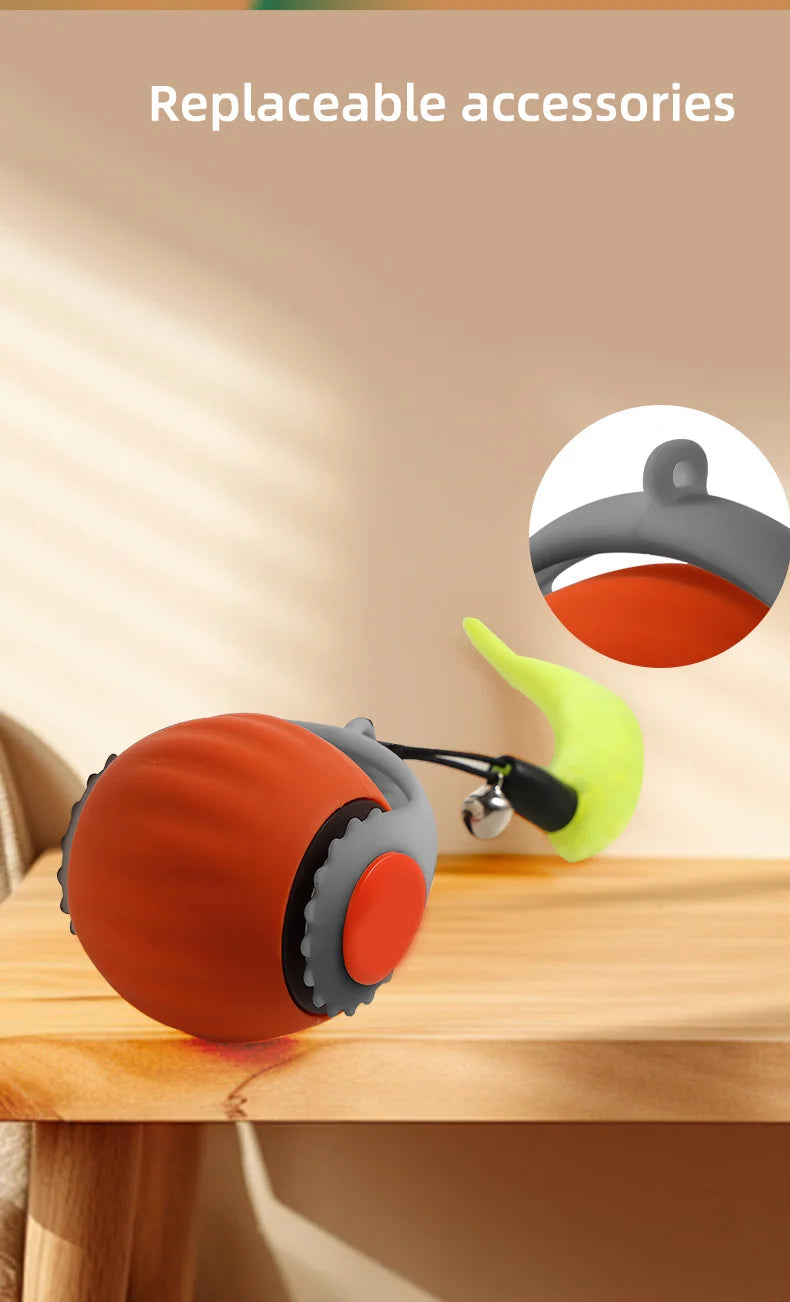 Rechargeable Automatic Cat Ball Toy – Smart Rolling Ball with Faux Tail for Interactive Play