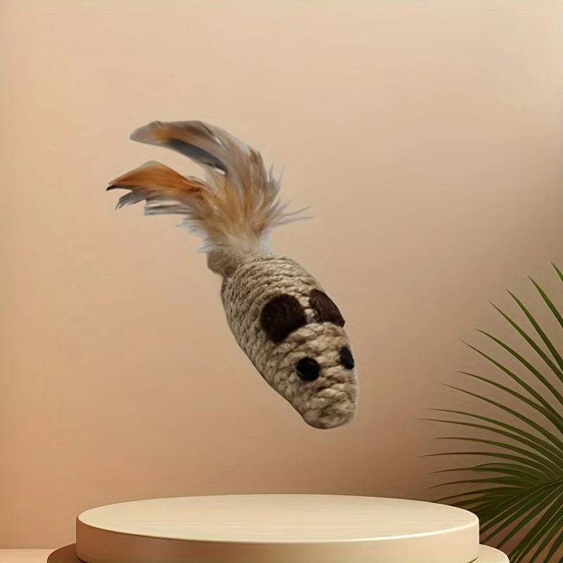 Sisal Mouse Cat Toy – Bite-Resistant Plush Mice for Interactive Play (1 or 4 Pack)