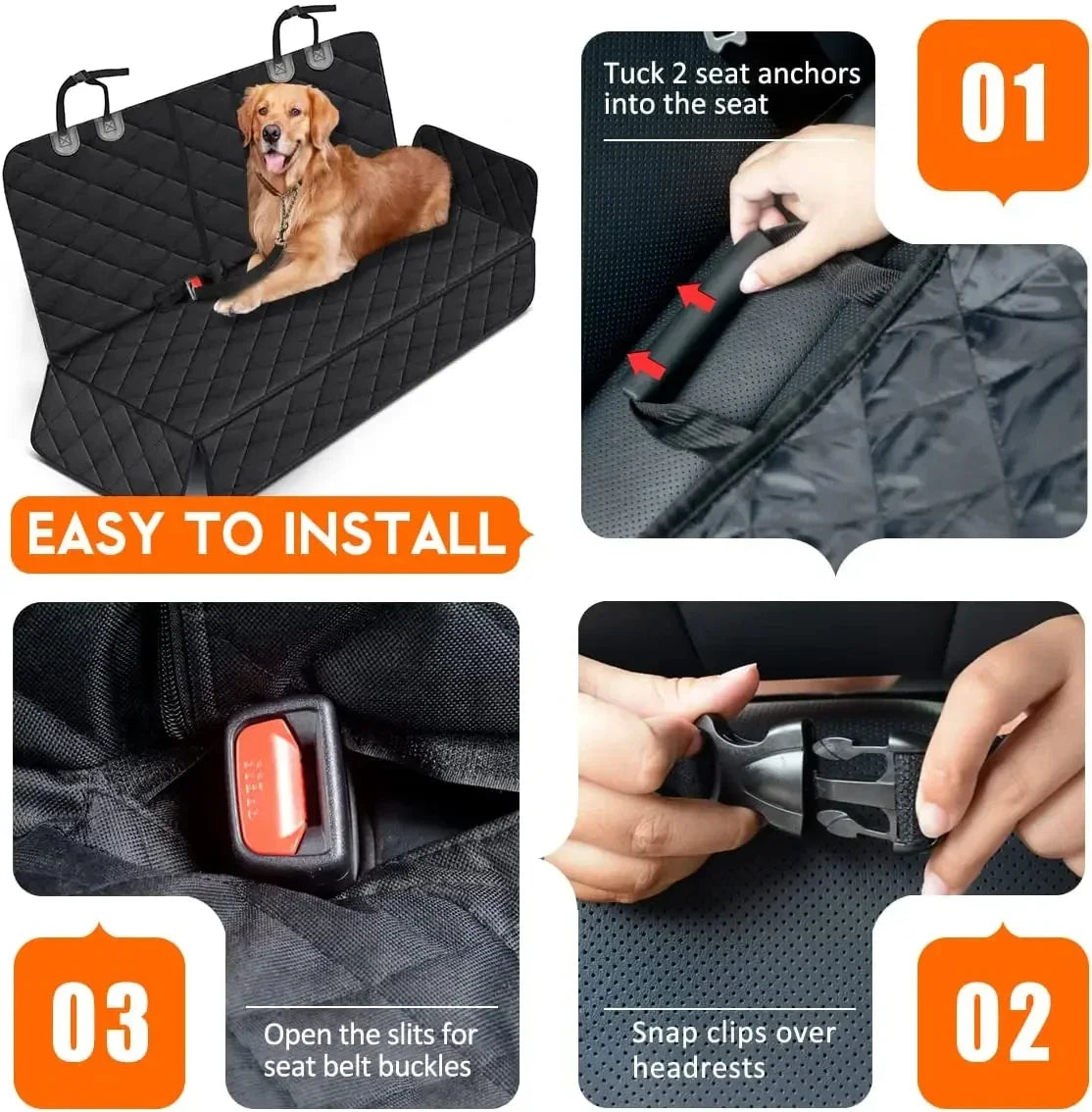 Pet Dog Car Seat Cover – Foldable Waterproof Travel Carrier Mat | Non-Slip Rear Seat Protector for Medium & Large Dogs