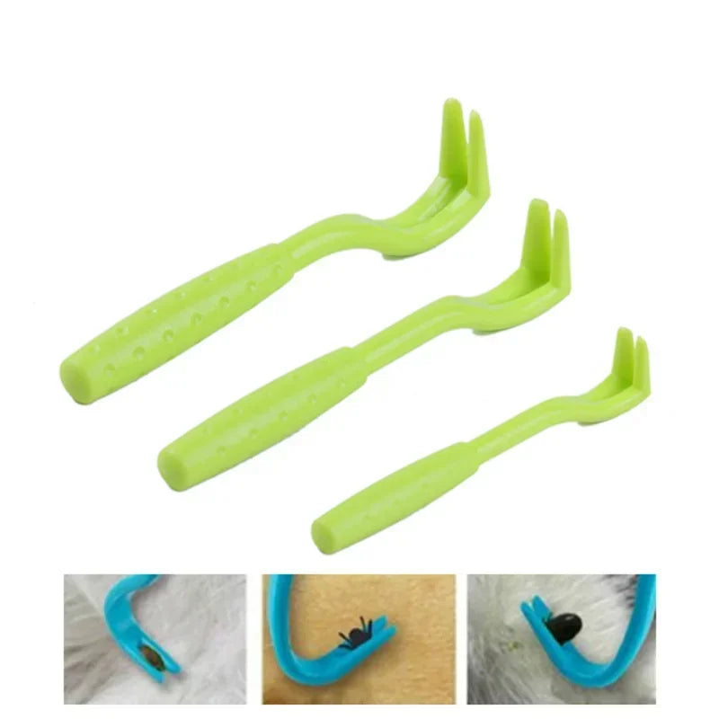 3pcs Tick & Flea Remover Tool Set – Hook & Tweezer Kit for Cats & Dogs