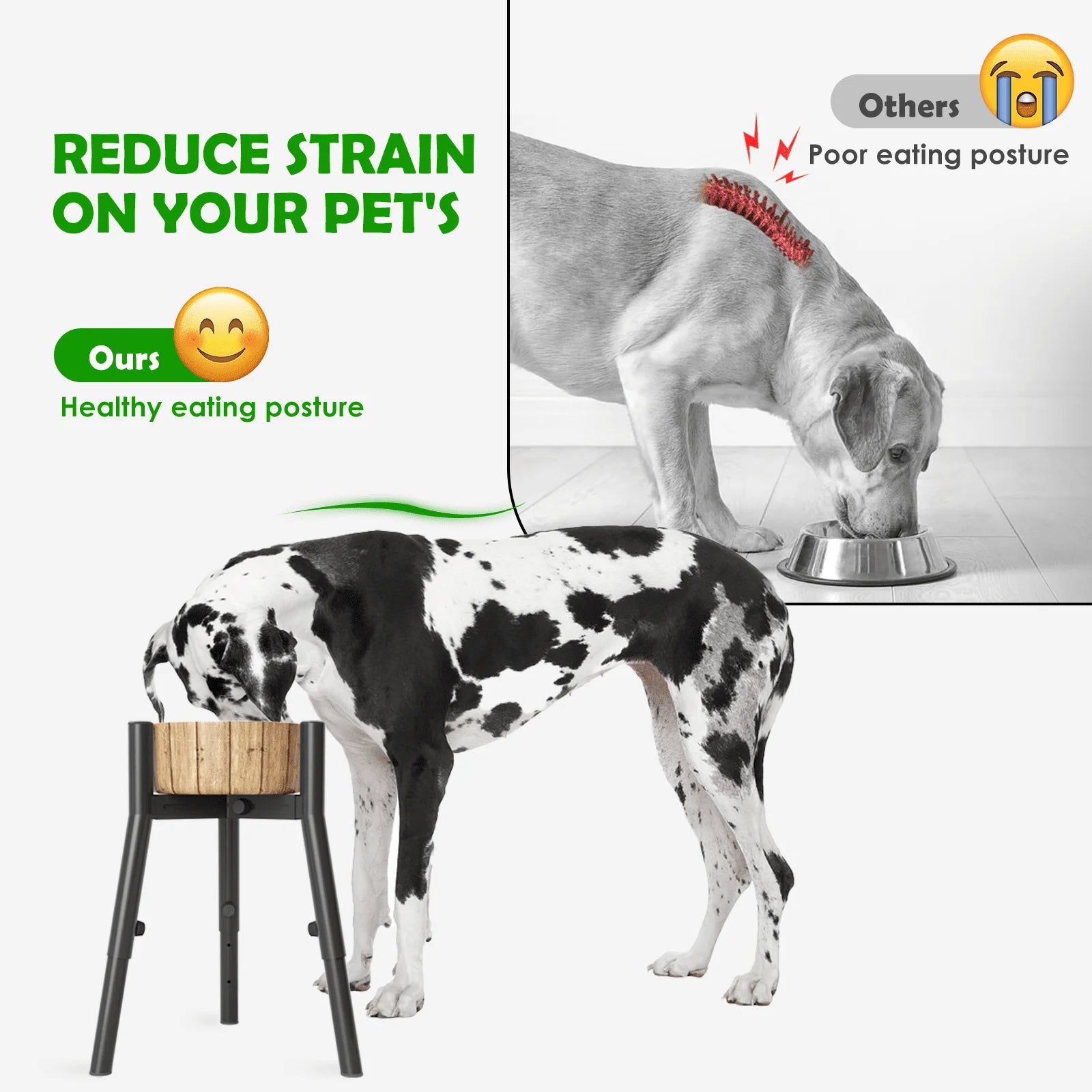 Adjustable Elevated Dog Bowl Stand – 3 Heights for Large Dogs (Bowls Not Included)