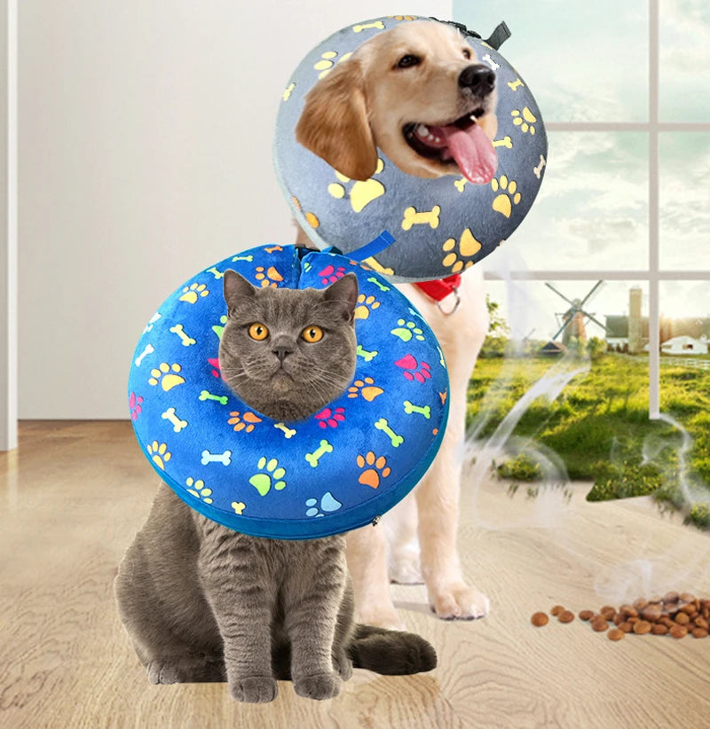 Inflatable Dog & Cat Recovery Collar – Soft Protective Anti-Bite Neck Ring (Elizabethan Style)
